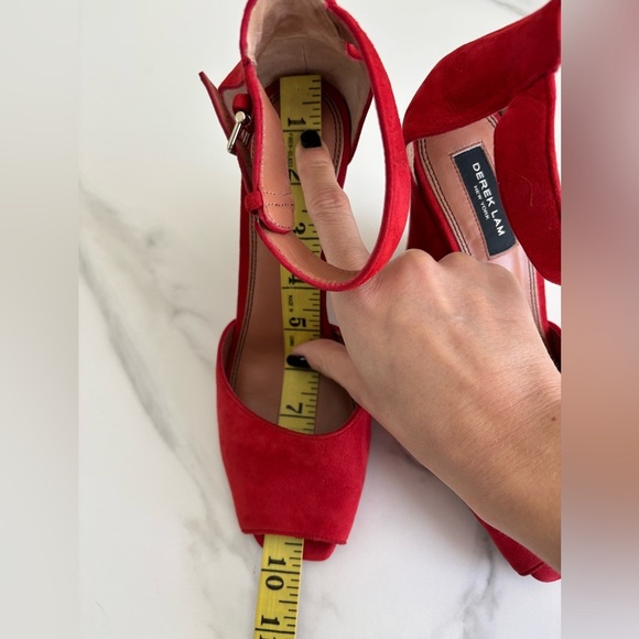 Derek Lam Red Suede Wedge Heels Sz 8 - Picture 10 of 13